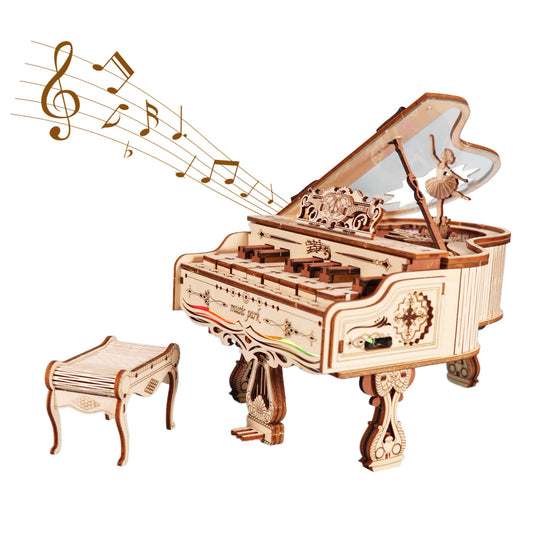 MUSIC PARK 3d Wooden Puzzle Piano Music Box Can be played Handmade Assembly Model kit DIY Crafts Holidays birthdays Christmas Gifts
