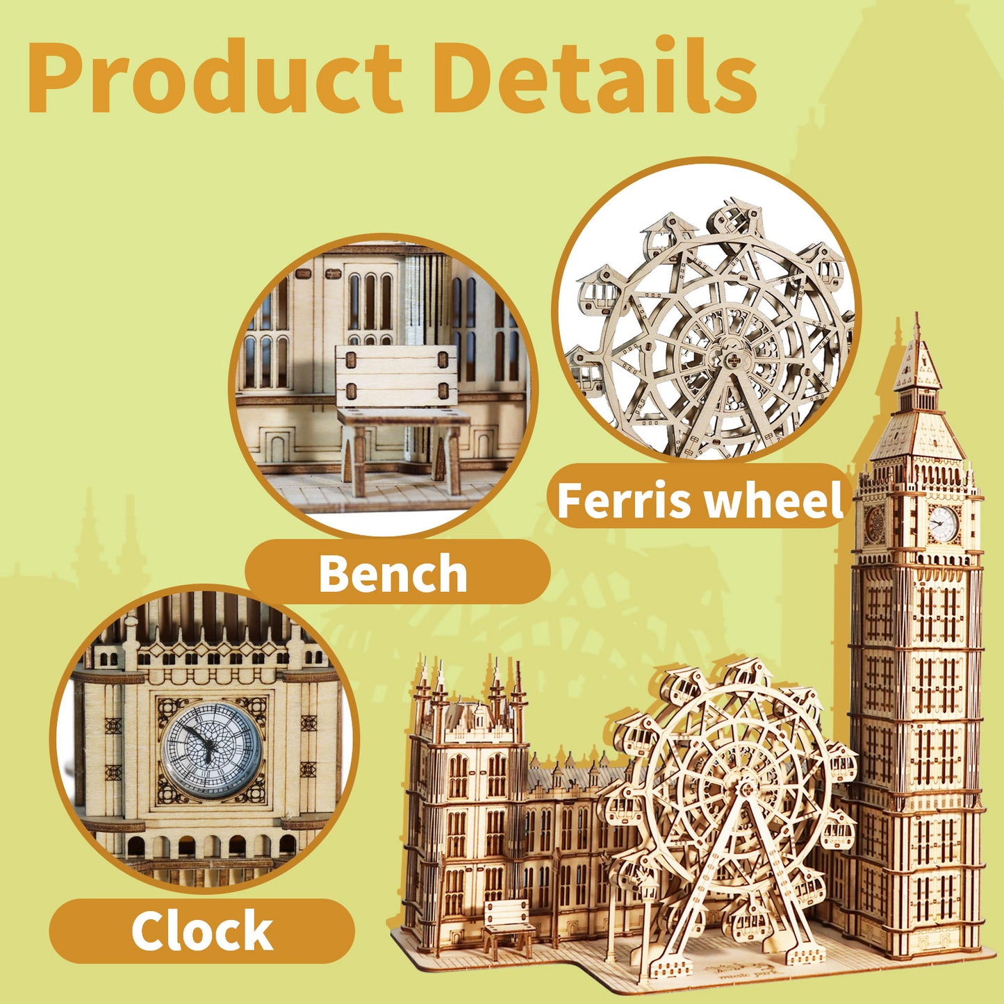 3D Wooden Puzzle Big Ben Model Kits Desktop Clock DIY Building Blocks Creative Gift Home Decor for Family Unique Christmas Gift
