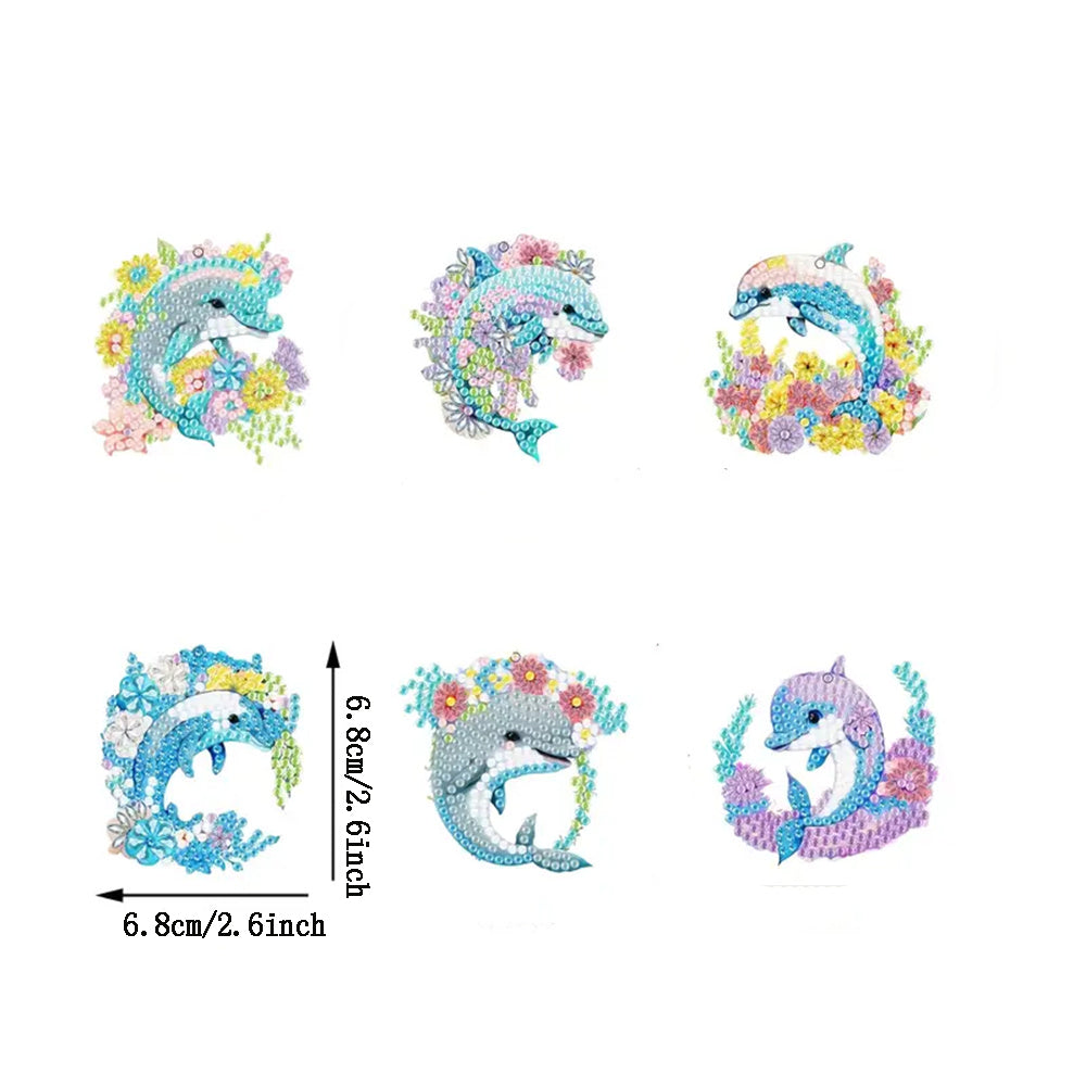 DIY Diamond Painting Keychain - Dolphin Pattern, DIY Decorations, Diamond Kit Craft Supplies, Handmade Mosaic Painting Keychain DIY Set Suitable For Beginners, Creative Handmade Craft Gift Set