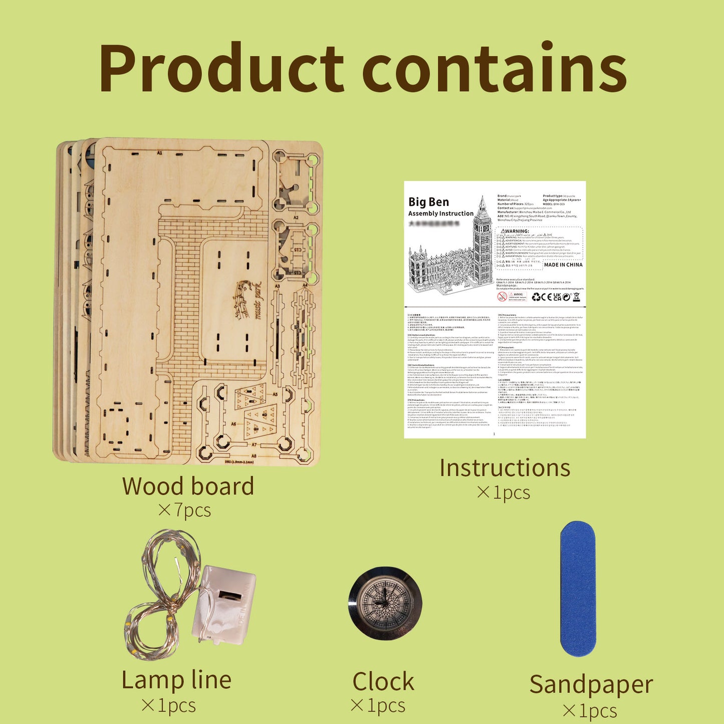 3D Wooden Puzzle Big Ben Model Kits Desktop Clock DIY Building Blocks Creative Gift Home Decor for Family Unique Christmas Gift