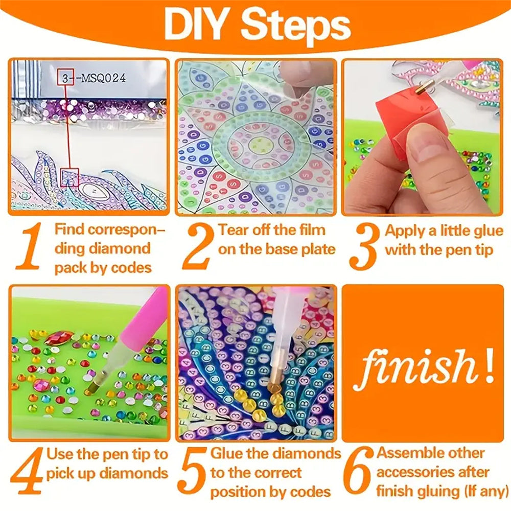 DIY Diamond Painting Keychain - Dolphin Pattern, DIY Decorations, Diamond Kit Craft Supplies, Handmade Mosaic Painting Keychain DIY Set Suitable For Beginners, Creative Handmade Craft Gift Set