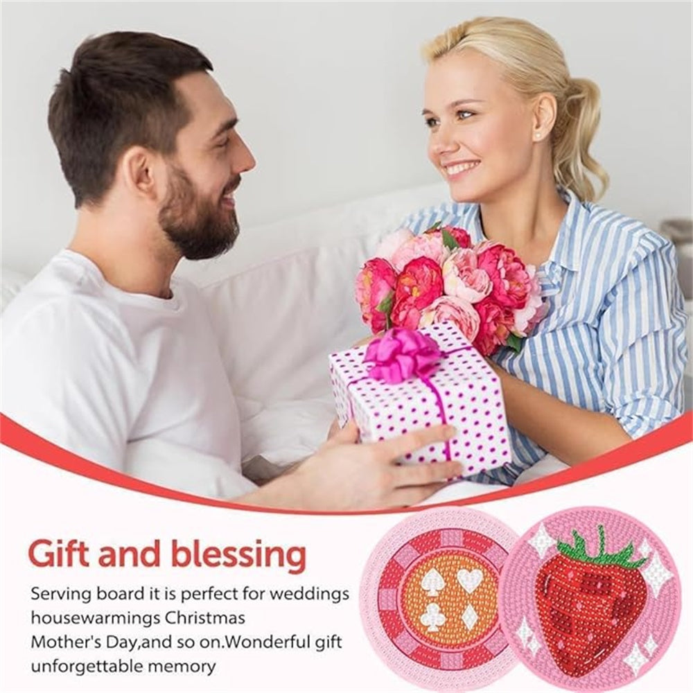 Diamond Art Drawing Coaster With Bracket, DIY Wine Glass Pattern Diamond Art Coaster, Suitable For Adults And Beginners Diamond Drawing Kit, Diamond Kit Craft Supplies, Exquisite Gifts For Friends