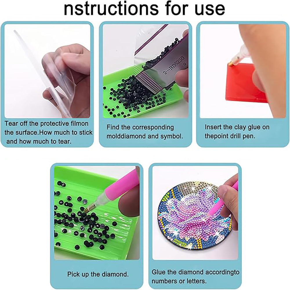 Diamond Art Drawing Coaster With Bracket, DIY Mandala Pattern Diamond Art Coaster, Suitable For Adults And Beginners Diamond Drawing Kit, Diamond Kit Craft Supplies, Exquisite Gifts For Friends