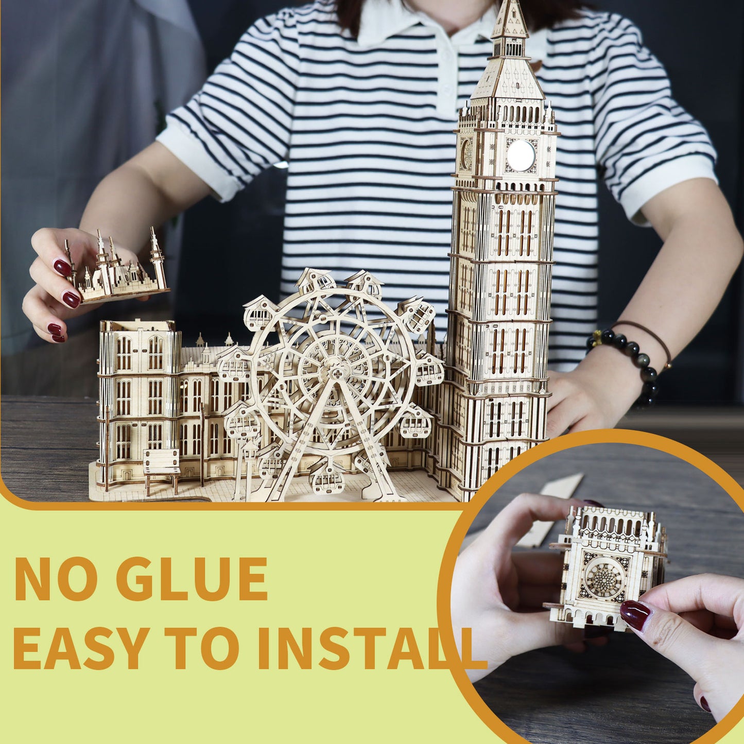 3D Wooden Puzzle Big Ben Model Kits Desktop Clock DIY Building Blocks Creative Gift Home Decor for Family Unique Christmas Gift