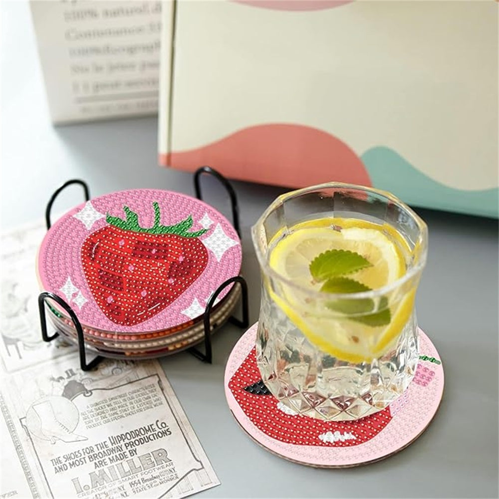 Diamond Art Drawing Coaster With Bracket, DIY Wine Glass Pattern Diamond Art Coaster, Suitable For Adults And Beginners Diamond Drawing Kit, Diamond Kit Craft Supplies, Exquisite Gifts For Friends